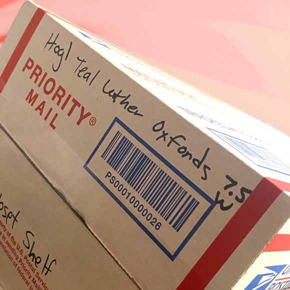 Hogl Light Wash Teal Leather Lace Oxford Dress Shoes Size 7.5 - Picture 8 of 8